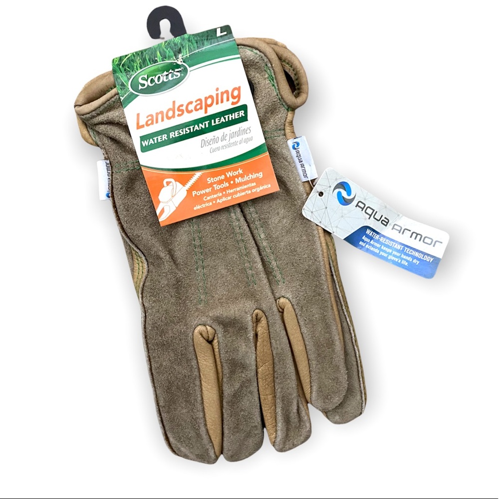 Scott’s Landscaping - Stone - Power Tools - Water Resistant Brown Leather Gloves